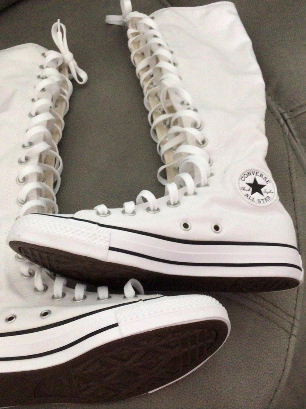 Converse White Knee-High Lace-Up All Star Boots